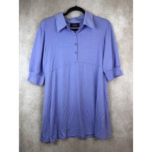 NWT Suzanne Somers Womens Purple‎ Collared 3/4 Sleeve Babydoll Tunic Sz Large
